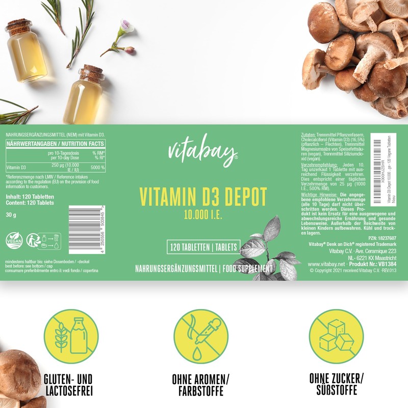 Vitabay - Vitamin D3 Depot 10,000 IU - 120 Vegan