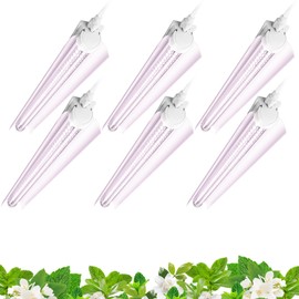 Barrina 2FT T8 Grow Light, 144W(6 x 24W), 800W Equivalent, Full Spectrum, Sunlight Plant Light, LED Grow Light Bulbs, for Indoor Plant Growing, with V-Shaped Reflector, Pinkish White, 6-Pack