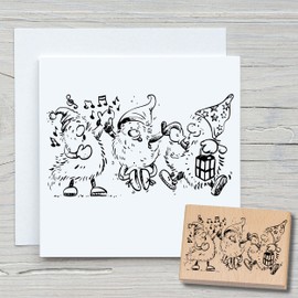 NEWSTAMPS Stamp Gnome 04 Wooden & Rubber Rubber Stamp for Cards and Gifts, Wooden Stamp for Christmas, Christmas Card, Advent, Scrapbook, Textile Stamp, Decoration, Friends
