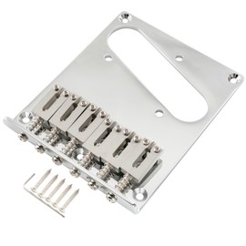Musiclily Pro 54 mm Modern Telecaster Bridge T-style Bridge 6 SUS Stainless Steel String Tabs for Fender Squier Tele Style Electric Guitar, Chrome