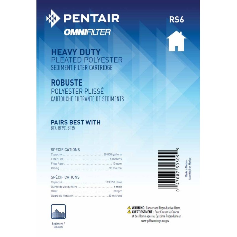 Pentair OMNIFilter RS6 Sediment Water Filter, 10-Inch, Whole House Heavy