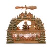 Christmas Wooden Scene 3D Model Illuminated Houses Fir and Snowfall