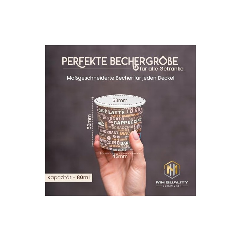 MH Quality - 100x Expresso Pappbecher 80 ml 3 Oz