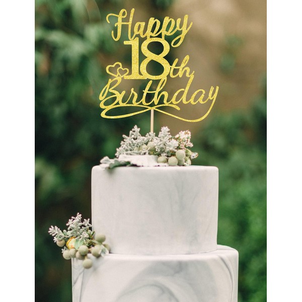 Decoración para tartas de 18 cumpleaños, con purpurina dorada, divertida decoración para tartas 18 para hombres, decoración para tartas de 18 cumpleaños para mujeres, decoración de 18 cumpleaños, decoración para tartas de 18 cumpleaños