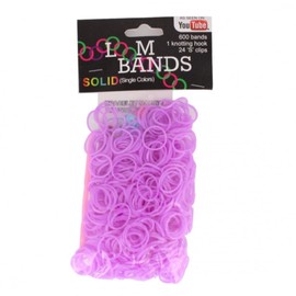 LND Gifts Loom Bands Kit,Replacement Loom Bands Refil 600 Bands in Pink, Purple, Black, White, Knotting Hook, 24 S Clips (Purple)
