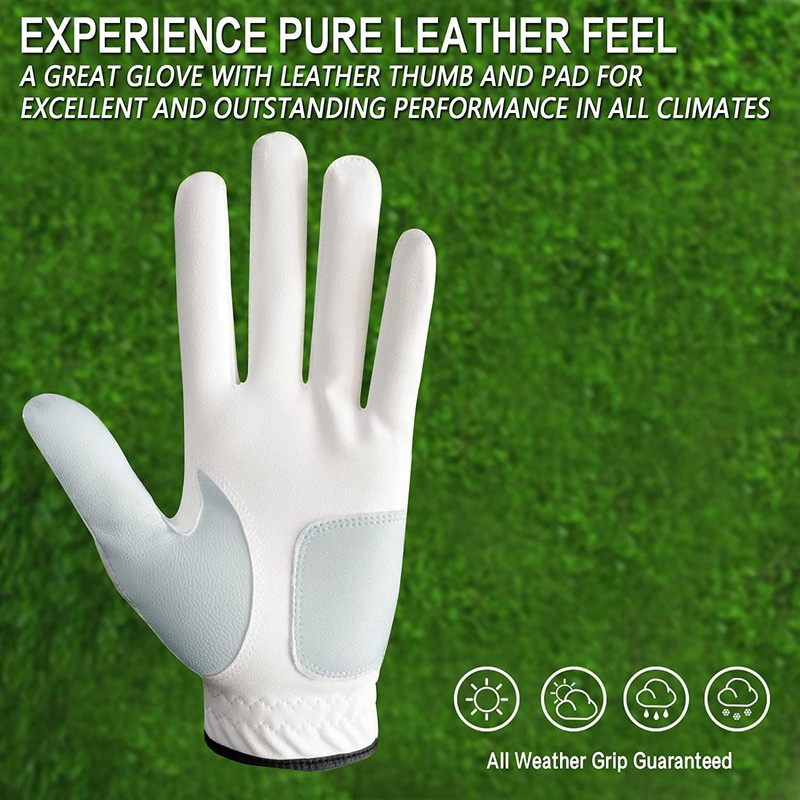 AXKAL Golf Glove Men Left Hand Right Leather With Ball