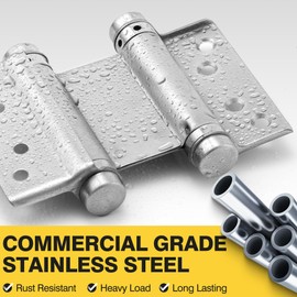 KOLET Double Action Door Hinges, 3 Inches Swinging Door Hinges, Spring Door Hinges with Commercial Grade Stainless Steel, Self Closing Door Hinges, for Saloon, Cafe, and Bar, Brushed Nickel, 4 Pack