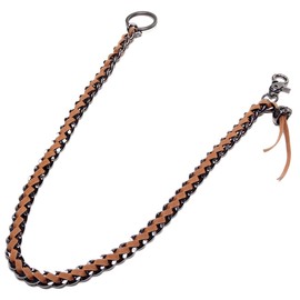 Grandios GD-WLCHAIN-01 PU Leather & Metal Wallet Chain, 23.6 inches (60 cm), Long, Leather, Stylish, Men's, East Cross, Carabiner, Keyring, Keychain, Motorcycle, Keychain, Wallet,, Braun