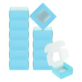 PATIKIL Papierseifenschachtel mit Fenster, 7,6 x 7,6 x 3,8 cm, 30 Stück, hausgemachte Seifenschachteln, quadratische Geschenkboxen für Geburtstag, Weihnachten, Basteln, Blau