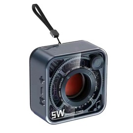 Portable Wireless Bluetooth Speaker 5W Transparent Mechanical Armor Style Small Bluetooth Speaker for Outdoor Travel Black