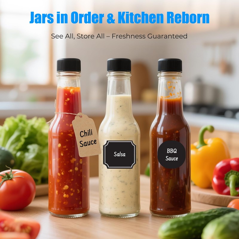 5 oz Hot Sauce Glass Bottles with Leak Proof Cap,Orifice