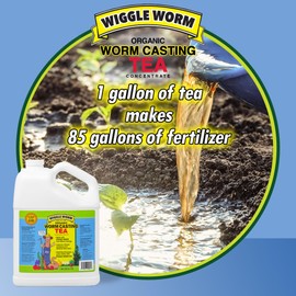 Wiggle Worm Organic Pure Worm Castings Tea, 1 Gallon - Plant Food Fertilizer Liquid Concentrate, for Gardens, Flowers, Indoor or Outdoor Plants