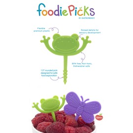 BapronBaby Garden Foodie Picks (2 Pack - Frog & Butterfly) - Toddlers + Preschoolers Utensils - BPA Free - Dishwasher Safe - Self Feeding - 18 Months+