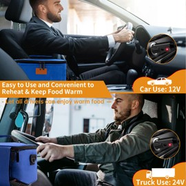 Aotto Heated Lunch Box Food Warmer - 12V/24V 2-in-1 Car Food Warmer with Vehicle Plug - Mini Portable Electric Lunch Box Heater for Men and Women - Reheat & Keep Meals Warm On the Go - Blue