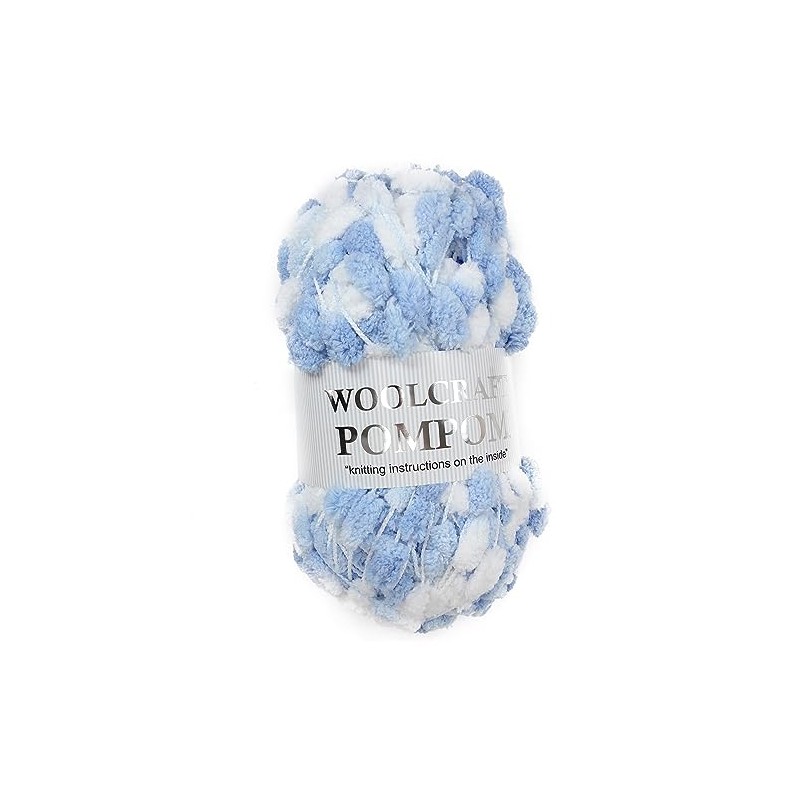 Woolcraft/Jarol POM POM Knitting Yarn/Wool - 200g (Blue/White - 05)