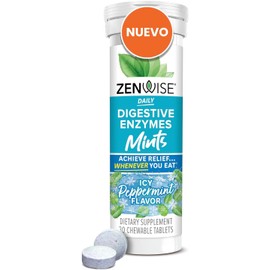 Zenwise Health Chewable Digestive Enzymes with Bromelain - Multi Enzymes for Gut Health + Bloating Relief Women Men - Peppermint, 30ct