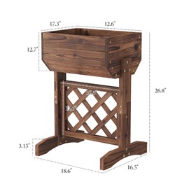 PULIJIAJU Raised Garden Bed, Standing Vertical Horticulture Planter Box for Backyard, Patio, Balcony, Planter for Flowers Herbs Vegetables for Indoor & Outdoo Decor with Trellis (Carbonized)