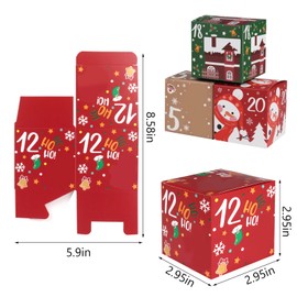 ONESING 24 Pcs DIY Christmas Advent Calendar Boxes for 2024, 24 Days Countdown Calendar Gift for Adults and Kids Christmas Cardboard Number Boxes Make & Fill Your Own Advent Calendar Boxes Lovely Xmas Party Present