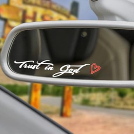 3X Rearview Car Decals, Rearview Car Mirror Decals, Trust in God-White
