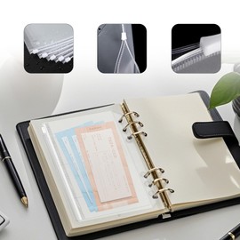 Sdhgerh Pack of 20 Waterproof Document Wallets A5 6-Hole Binder Pockets with Zip Document Folder PVC Zip Bag for Filing Documents Photo 15 x 21 cm