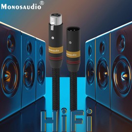 Monosaudio A202X Hi-End 3 Pin Balanced XLR Cable (5N OFC, 5x0.5mm, 1 Square Metre, Double Shielding) Microphone Cable (XLR Male to XLR Female) for Microphone, Amplifier (1.5M/4.9FT)
