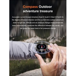 Outdoor Smartwatch Men's Phone Function Fitness Watch 1.43 Inch AMOLED Touchsreen Running Watch Men's Military Watch Blood Pressure Measurement Heart Rate Monitor Sports Watches Men's Compass
