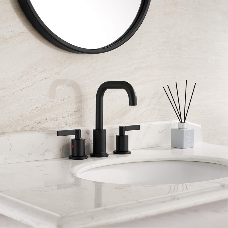 Matte Black 8 Inch Widespread Bathroom Sink Faucet 3 Holes
