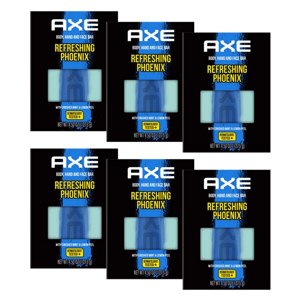 Axe Hand and Face Soap Bar Refreshing Phoenix,6-Pack of 4.5 Oz Ea