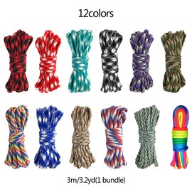 Paracord Cord 550 Multifunction Paracord Ropes 12 Colors 10 Feet Tent Rope Parachute Cord Outdoor Survival Rope Making Lanyards,Keychain,Carabiner,Dog Collar,Survival Camping Climbing (Camouflage)