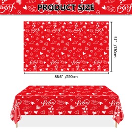 QUERICKY 8 Pack Valentines Day Tablecloths, 220x130cm Rectangle Valentine Love Heart Table Cover for Valentine's Day Party Decorations Anniversary Proposal Engagement Weddings Decor, Red