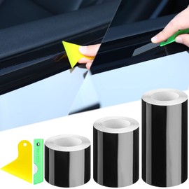 3 Rolls 67 ft Vinyl Black Wrap for Car, Automotive Door Entry Guard Reflective Car Door Sill Protector Adhesive Tape for Chrome Delete Door Edge (2 inx32.8 ft, 2.8 inx16.4 ft, 4 inx16.4 ft, Vinyl)