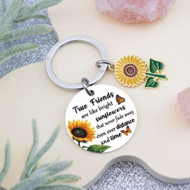 Uerifr Sunflower Keychain for Women Sunflower Gifts for Women Long Distance Friendship Gifts for Best Friend Bestie Bff Sister Christmas Stocking Stuffers Birthday Gift for Best Friend Keychain Ideas