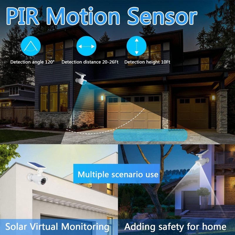 JIAXIZ Solar Security Outdoor Motion Sensor, Dummy Camera IP66 Waterproof,