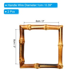 PATIKIL 4x4 Inch Bamboo Purse Handles, 2 Pcs Square Replacement Handmade Rings for Tote Bag Purse Making Decorations, Brown