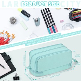 Howala Pencil Case Large Capacity Pencil Pouch for Girls Boys with 4 Compartments Multifunctional Pen Bag Stationery Organizer Office Makeup Bag Portable Pen Bag for Teenage Adult Women, Light Green
