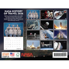 Space Travel NASA Calendar 2026 Rocket Monthly Wall Calender 12 Month | American Made In The USA