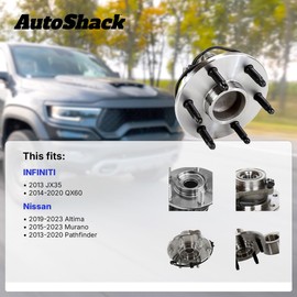 AutoShack Rear Wheel Hub Bearing Assembly Left or Right with ABS Replacement for 2013-2020 Nissan Pathfinder 2015-2023 Nissan Murano 2014-2020 Infiniti QX60 2013 Infiniti JX35 1-PC