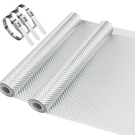 2 piezas de 13" x 40" protectores de calor de escape en relieve para automóviles, envoltura de calor de escape de aluminio con 30 bridas metálicas tipo cremallera para cables, protector de barrera de