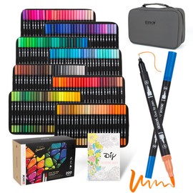 ZSCM 200 Colors Markers for Adult Coloring Books No Bleeding - Duo Tip Art Pens, Fine & Brush Coloring Marker for Adult Calligraphy, Illustration, Cards Drawing, Note taking Lettering, Journaling
