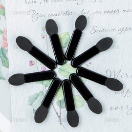 AUEAR, Paquete de 50 pinceles desechables para sombra de ojos, aplicadores de sombra de ojos, esponja ovalada, doble cara, cepillo de maquillaje, herramienta negra