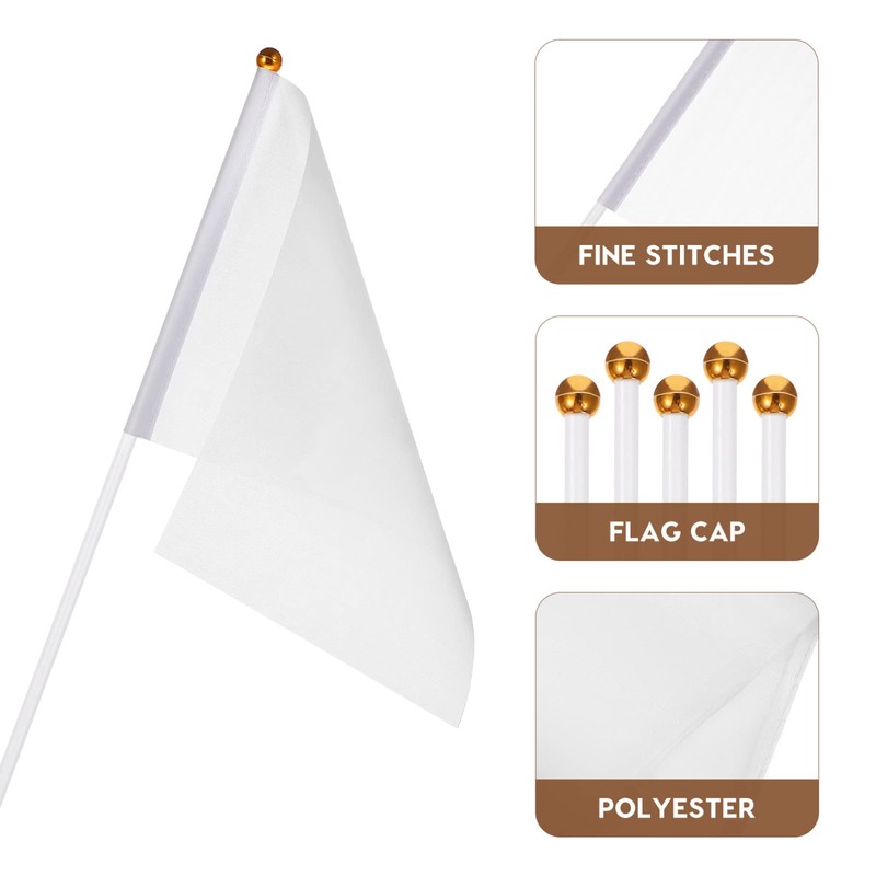 TOYANDONA Pack of 24 White Flag Mini Flags Small White