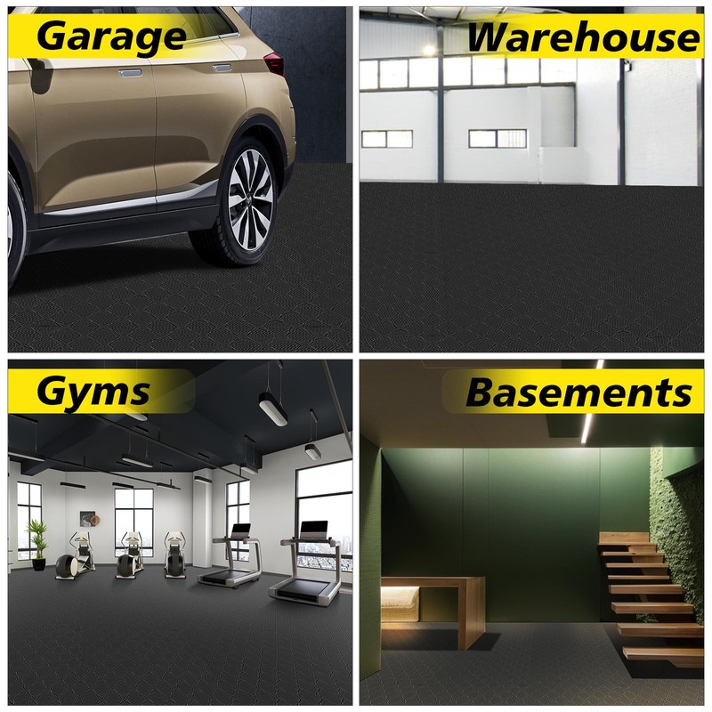 PVC Interlocking Garage Floor Tiles - 48 Pack | 12"x12"