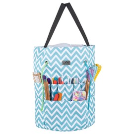 JJRING Crochet Bag, Knitting Bag Yarn Storage with 6 Oversized Grommets, Portable Yarn Organizer for Crochet Accessories and Supplies, Green