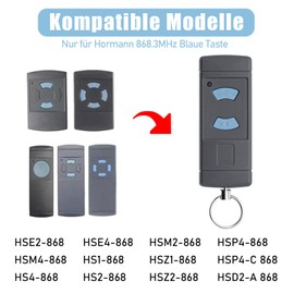 pepape Set of 2 Garage Door Hand Transmitter for Hörmann HSE2-868, HSM4-868, HS4-868, Compatible with Hörmann Blue Buttons 868.3 MHz Garage Remote Control Handset