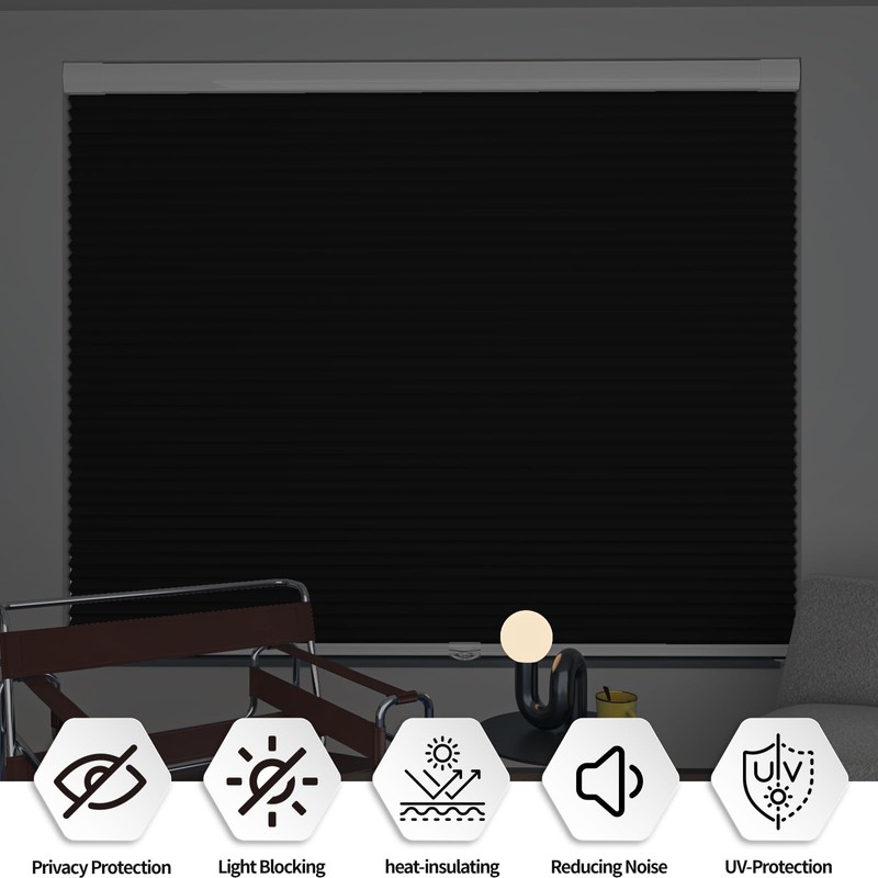 Myshade No Drill Blackout Shades Tension Cordless Cellular Blinds for