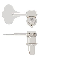 Hipshot HB6 1/2" Ultralite Bass Tuner, Clover Key, Treble Side, SHINY CHROME