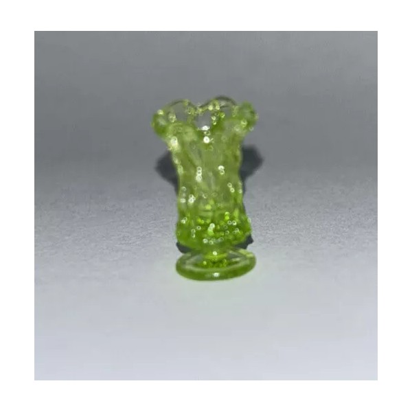 Unbranded Miniature Dollhouse Lime Green Depression Resin Flower vase 1:12