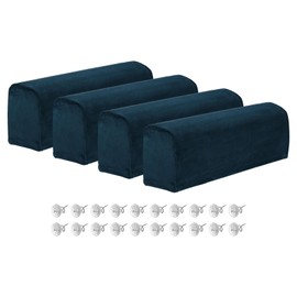 sourcing map 4Pcs Stretch Armrest Covers, Polyester Soft Couch Armchair Cover Non-Slip Chair Arm Rest Slipcovers for Sofa Recliner Twist Pins, Navy Blue