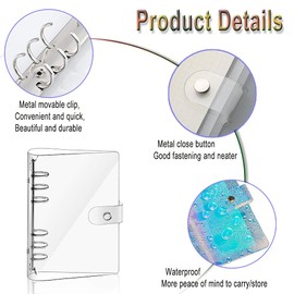 A6 Clear Soft PVC Notebook Cover, Refillable Paper PVC Binder, Loose Leaf Personal Planner Binder(A6,C)