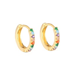 Rainbow CZ Crystal Huggie Earrings